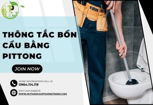 Thông tắc bồn cầu bằng pittong