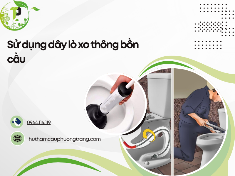 sử dụng dây lò xo thông bồn cầu